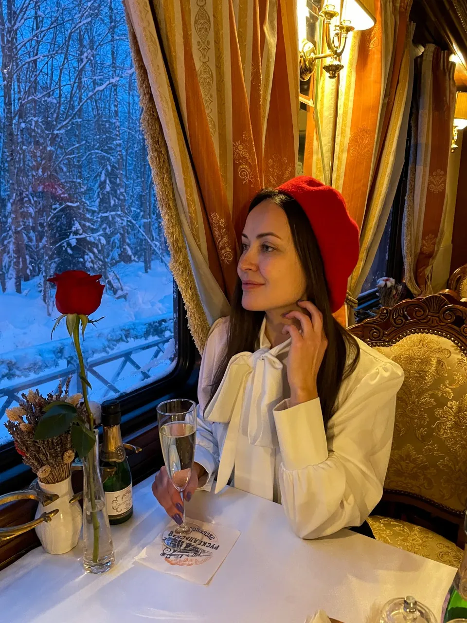 Упряжка хаски в заснеженном лесу