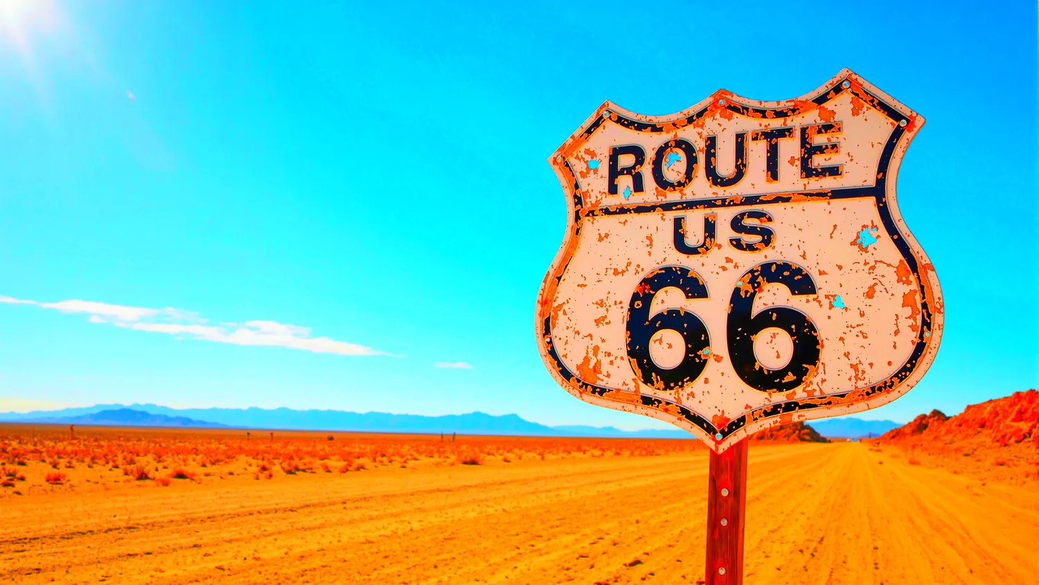 неоновая вывеска на трассе Route 66